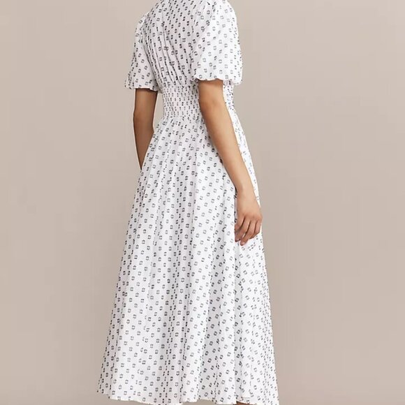 Anthropologie The Katerina Button-Front Dress Textured Edition White Cotton - Picture 3 of 15